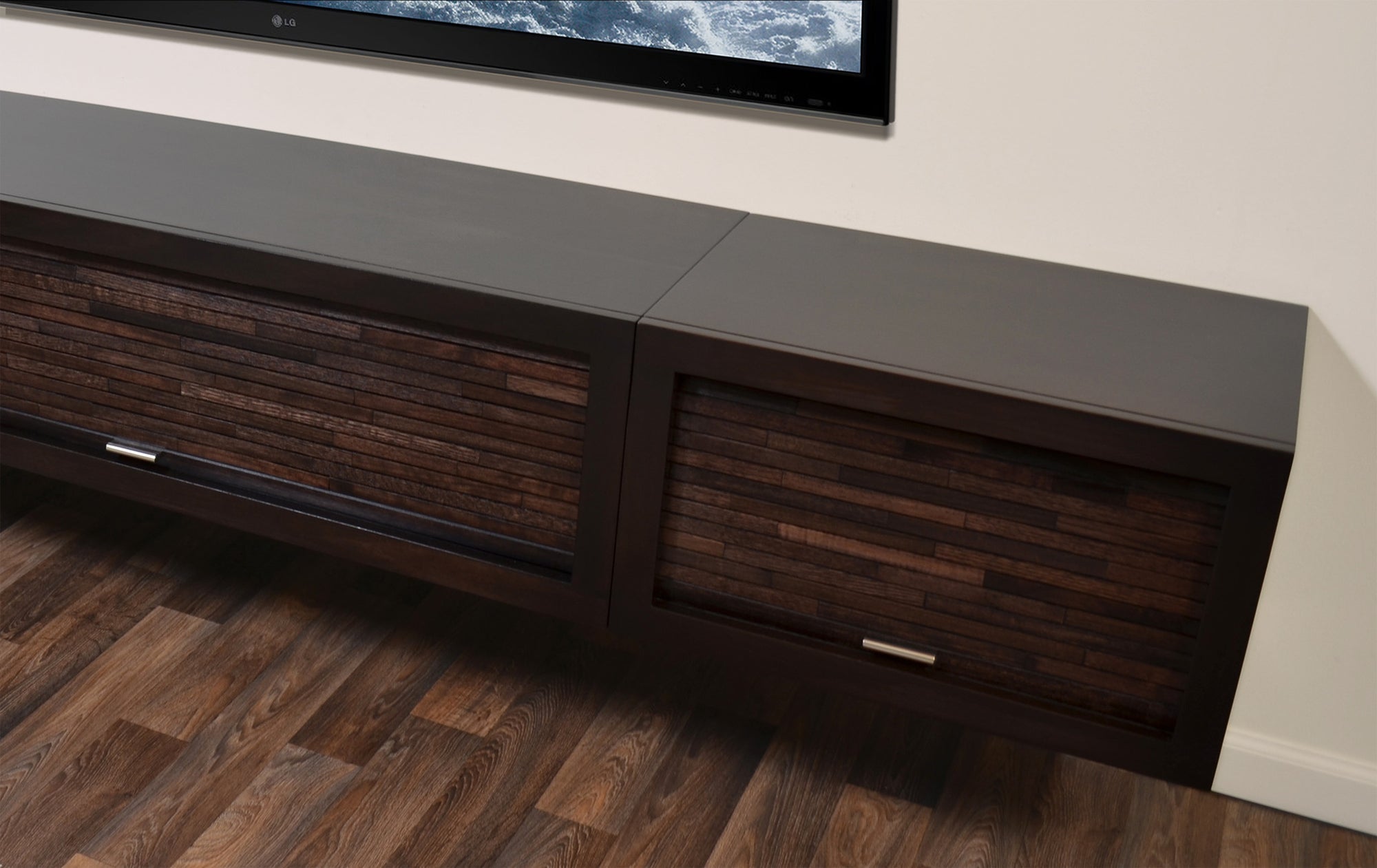 Floating Entertainment TV Stand - ECO GEO Espresso 2PC