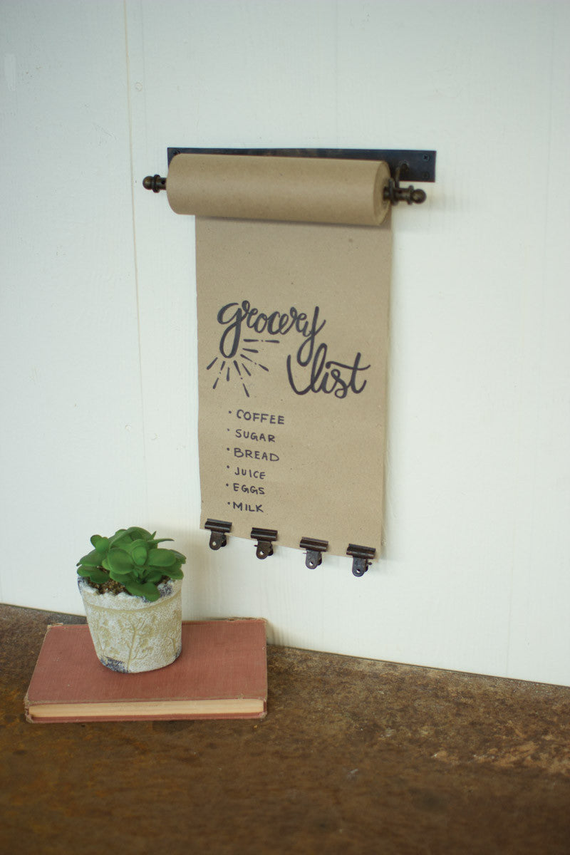 Two Wall Mounted Rustic Paper Note Rolls With Clips - Small