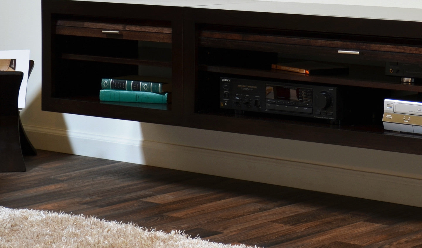 Floating TV Stand Entertainment Center With Bookcases - ECO GEO - Espresso