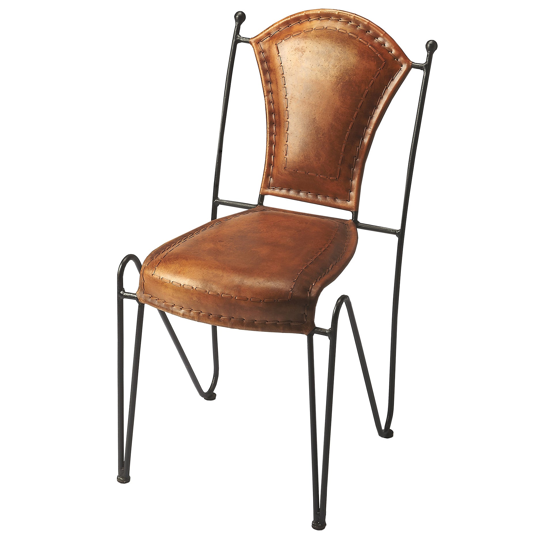 Southwestern Spanish Leather and Iron Dining Chair