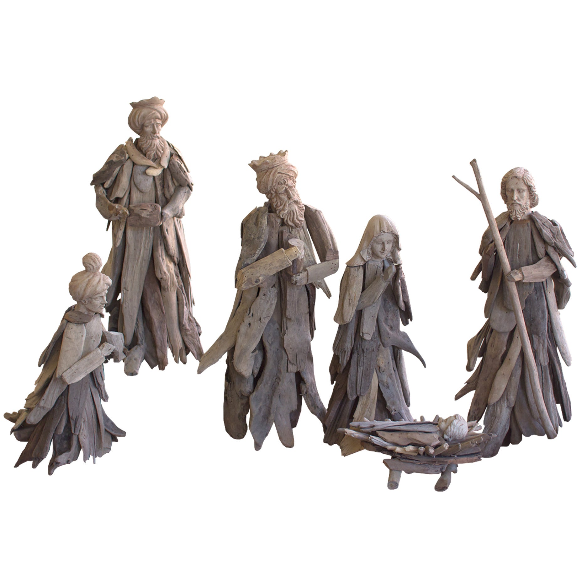 Large Driftwood Nativity - Set of Six