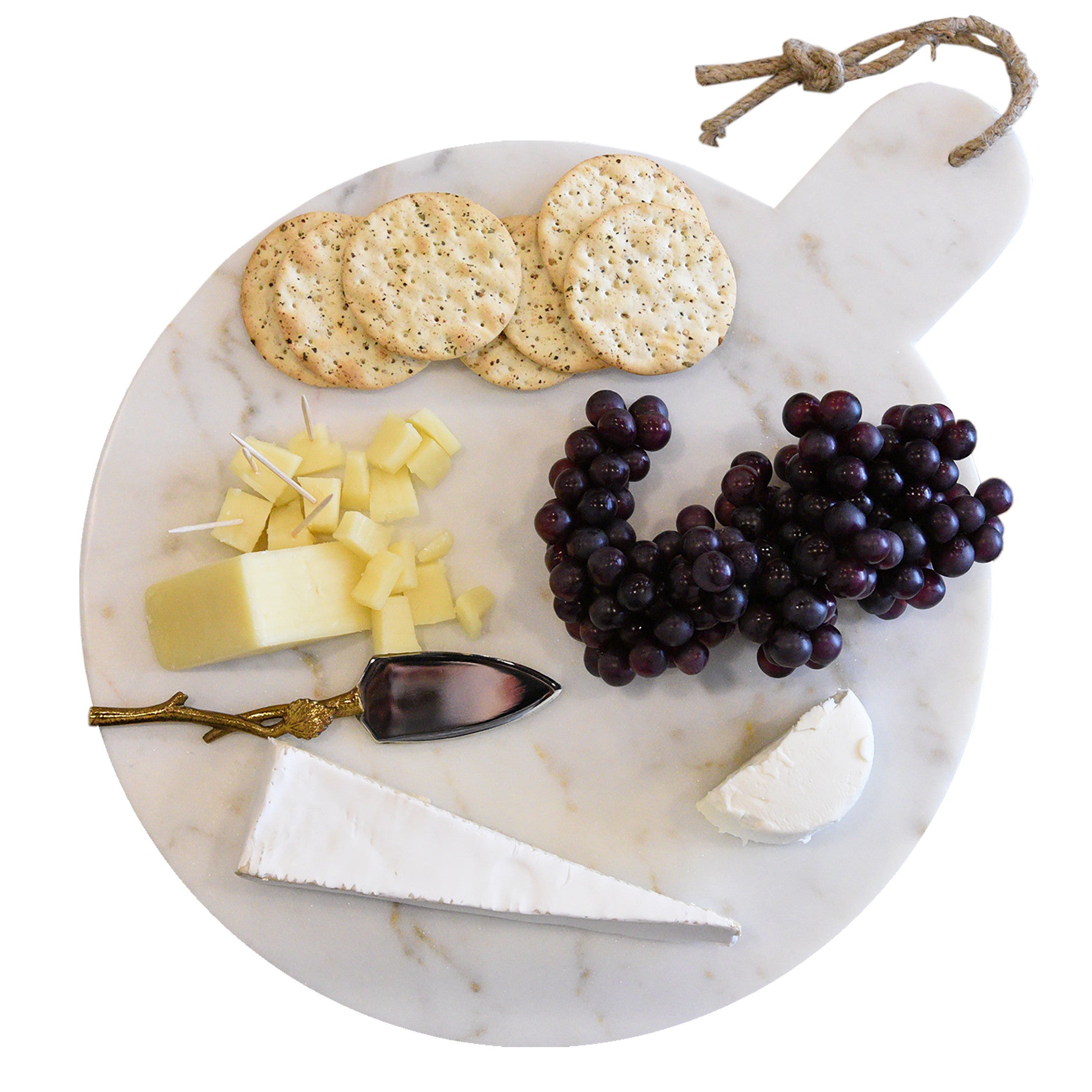 Round White Marble Serving Tray - Set of 2