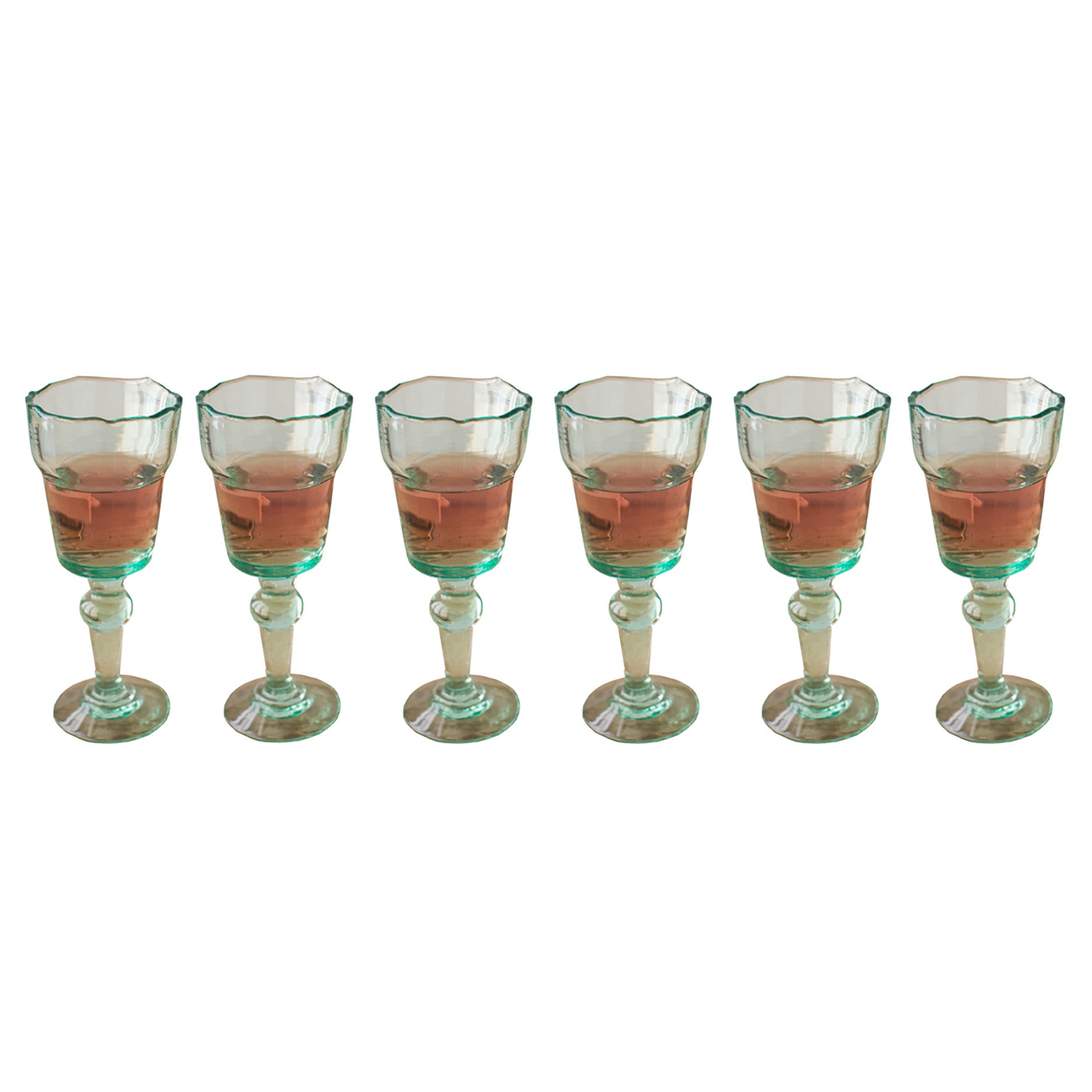 Unique Farmhouse Cottage Wine Goblet Glasses - Set of 6