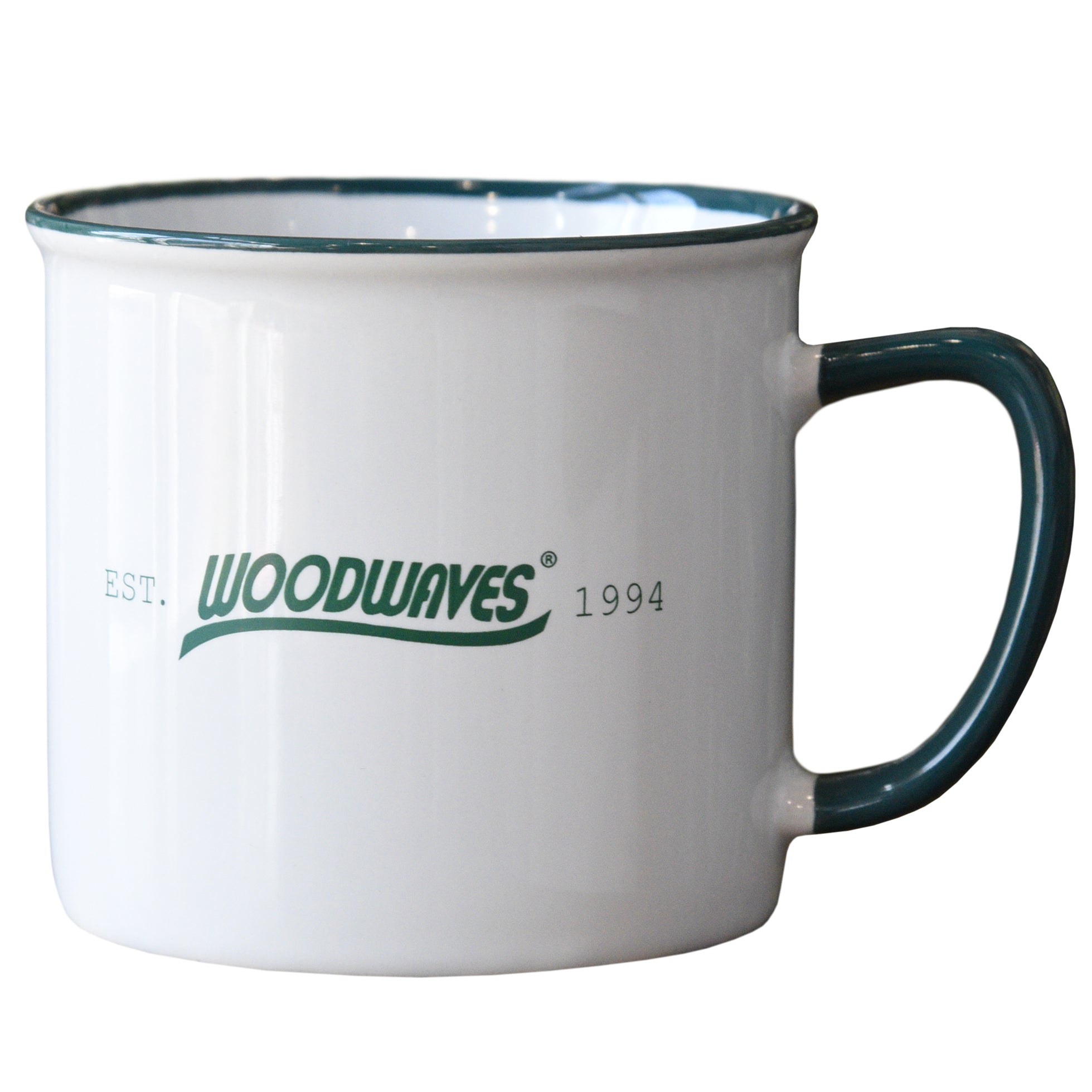 Woodwaves Camping Style Coffee Mug White and Forest Green