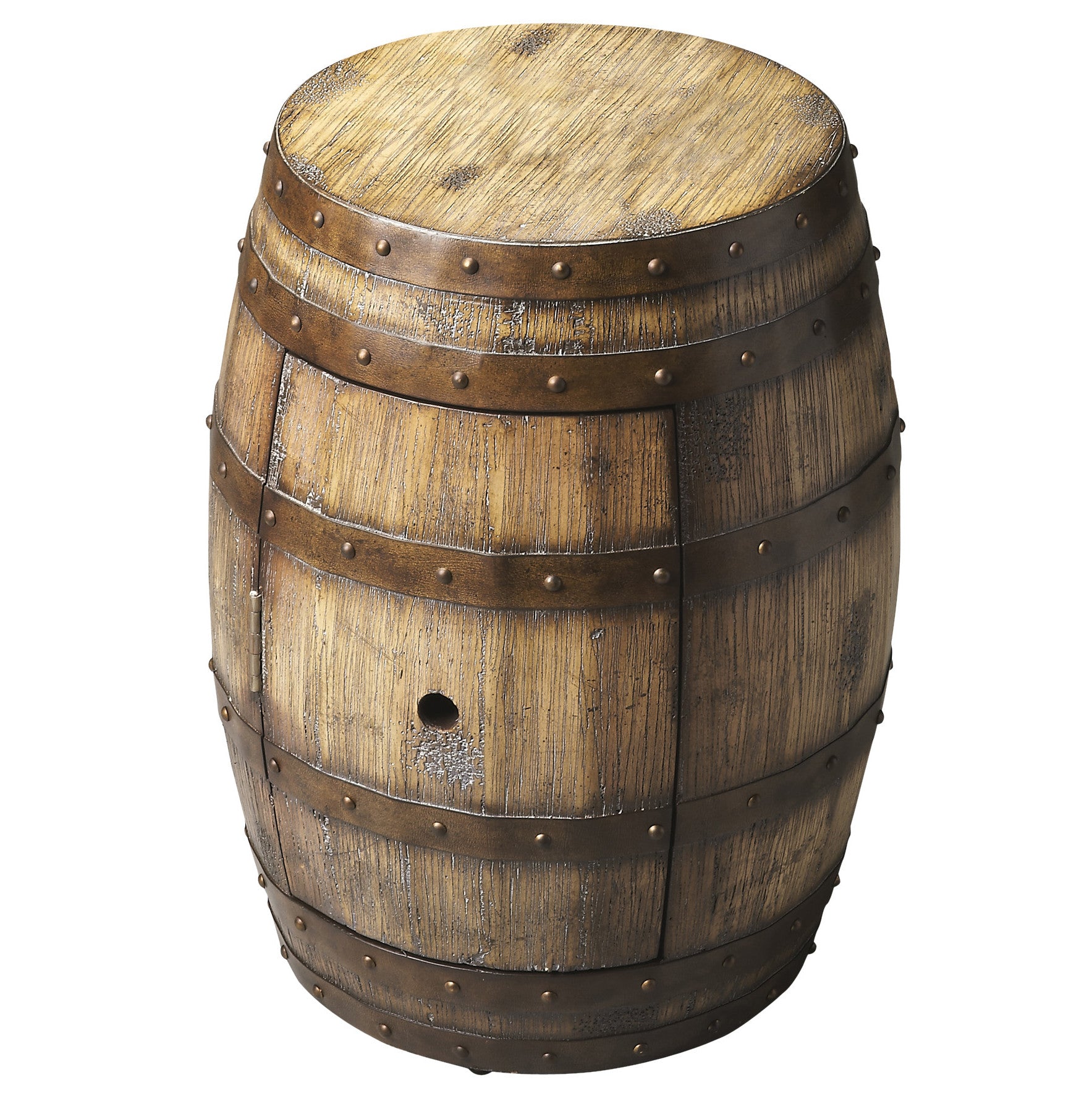 Wine Barrel End Table With Storage