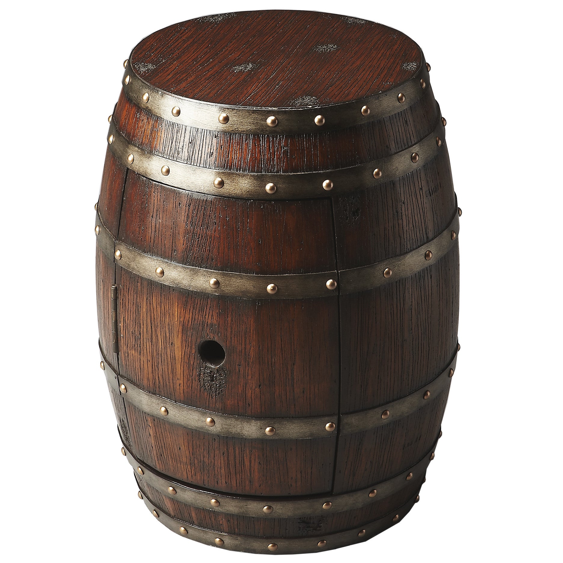 Wine barrel top accent table