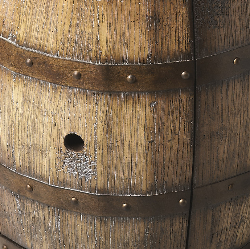Wine Barrel End Table With Storage