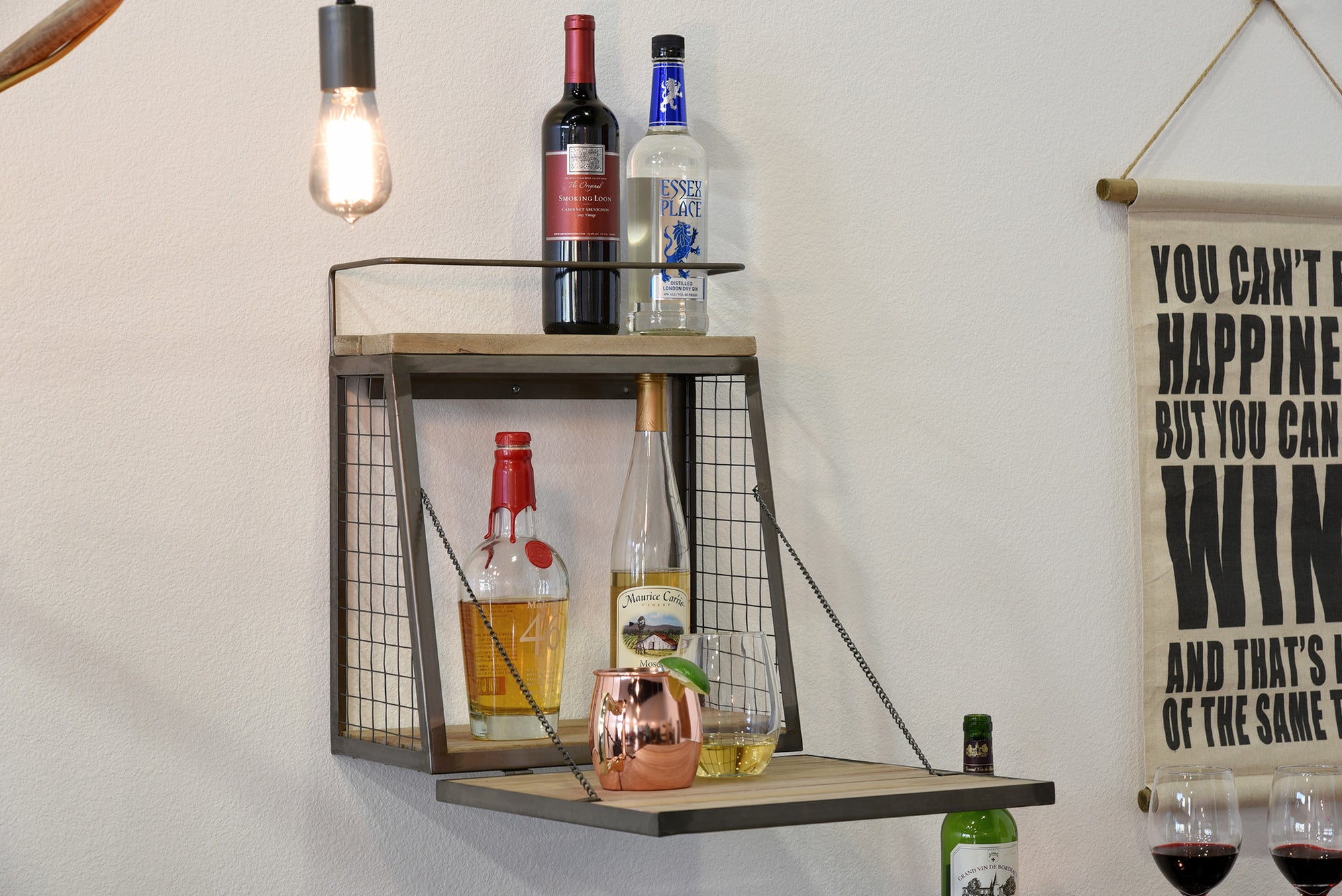 Floating wine best sale and liquor rack