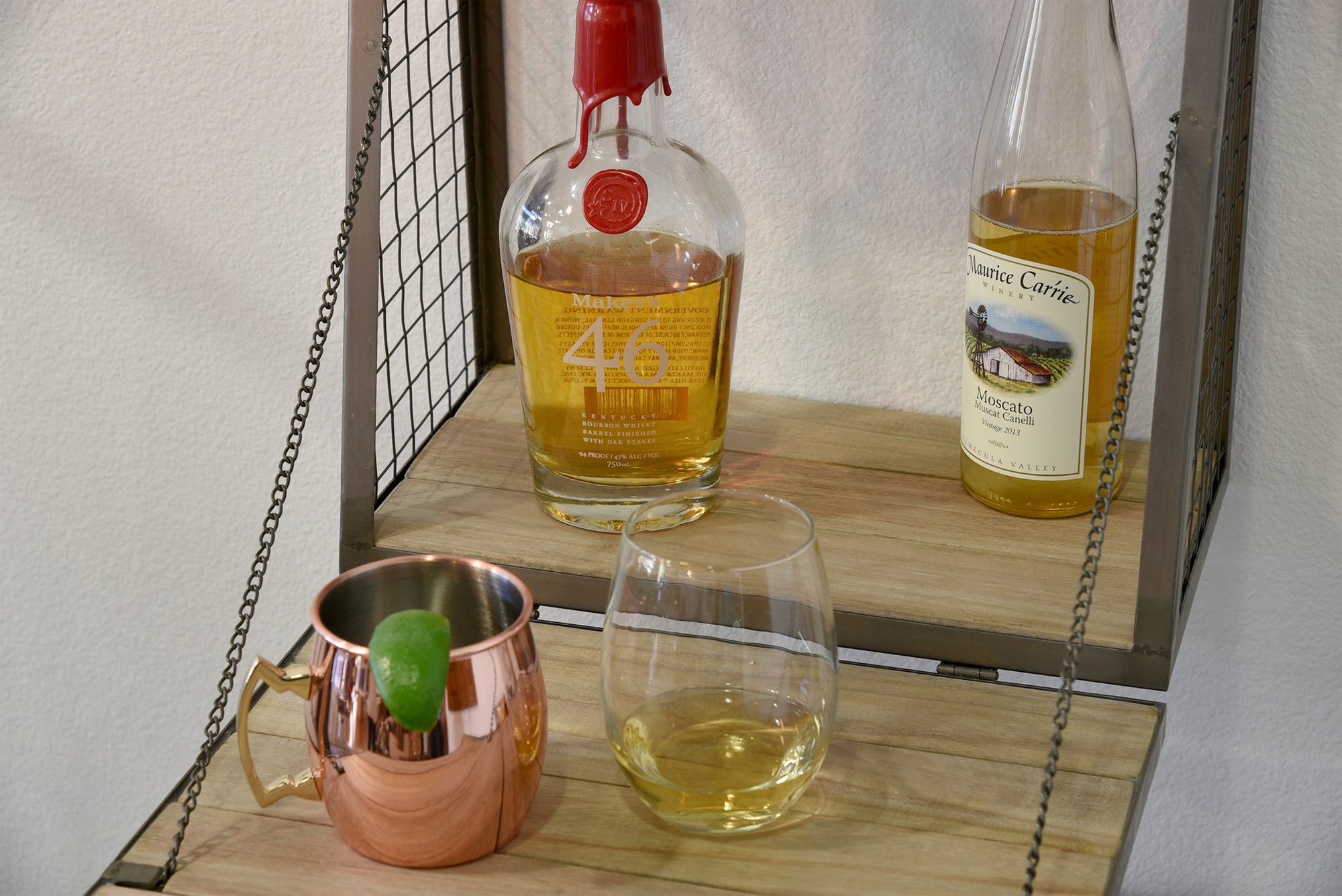 Floating Wall Mount Mini Bar Wine Liquor Shelf