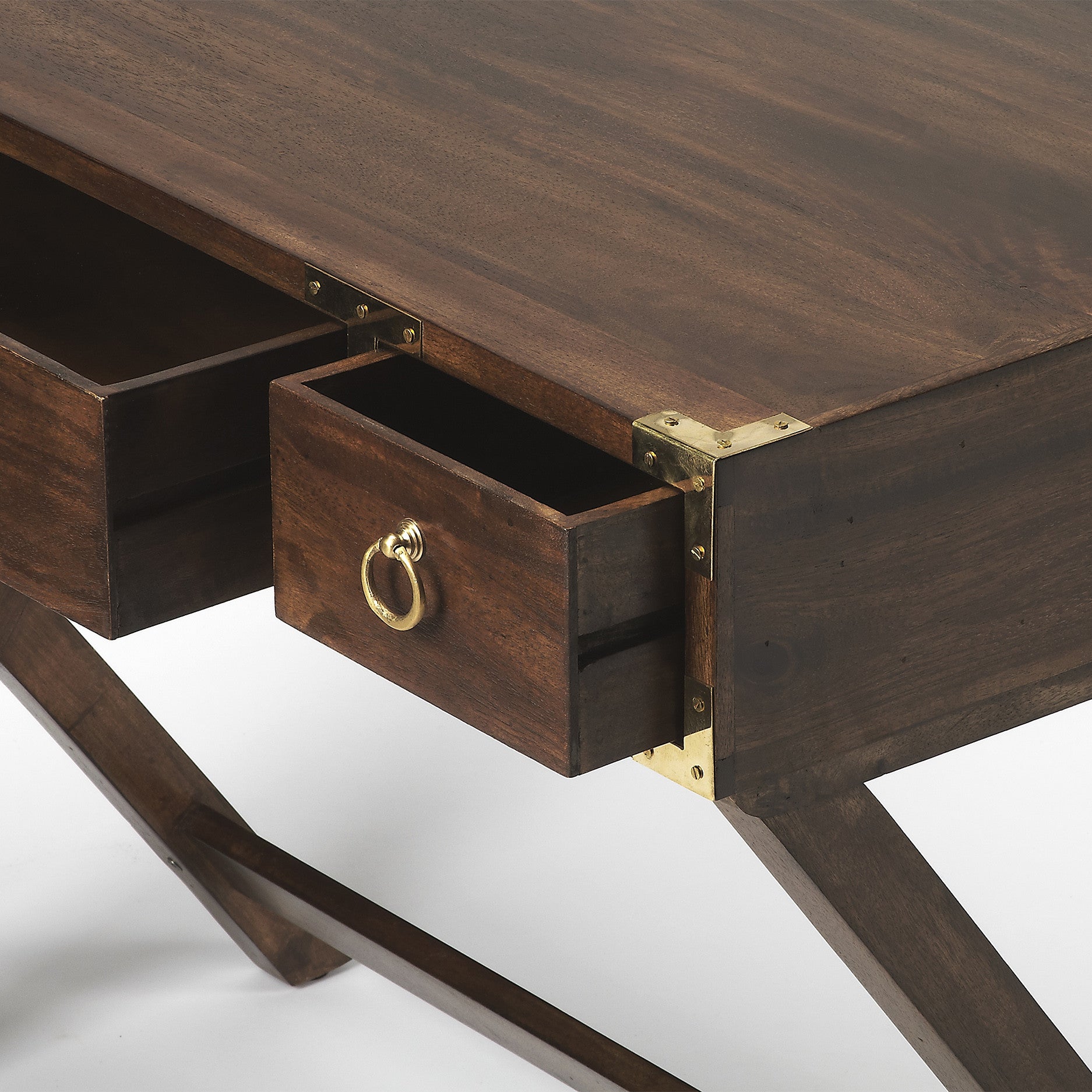 Coastal Wood and Brass Desk