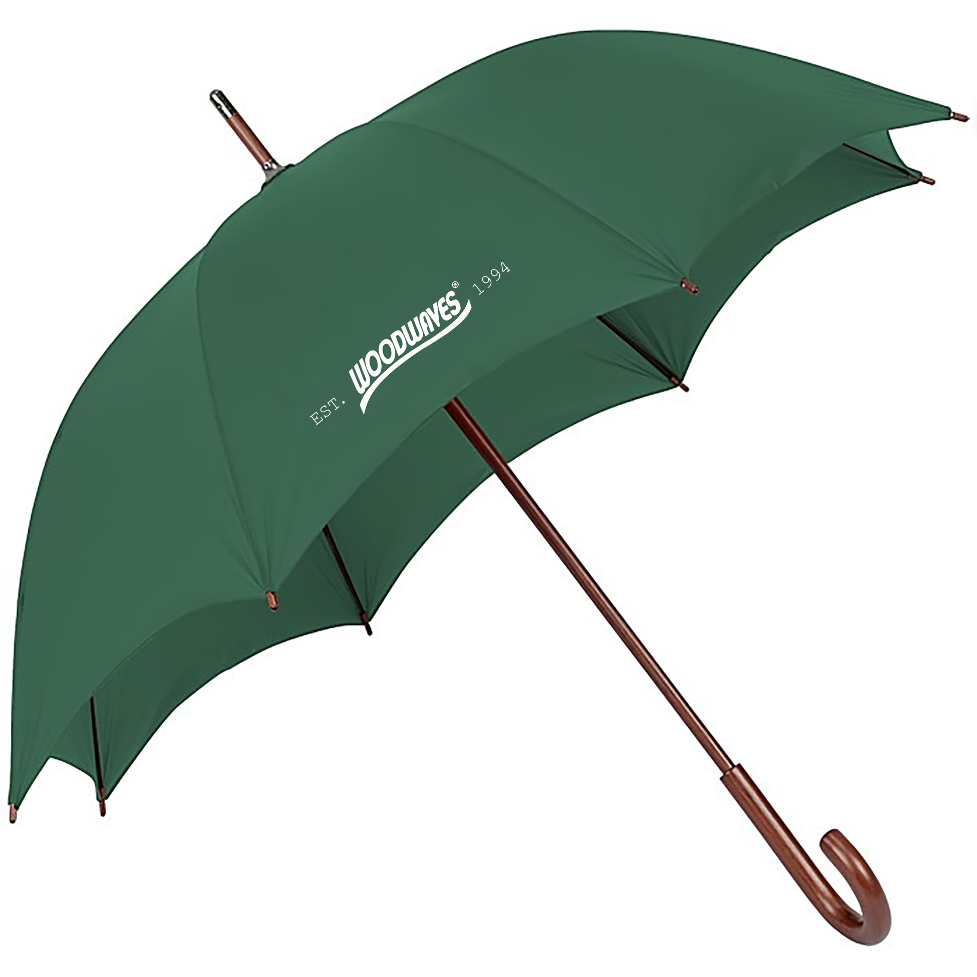 Woodwaves Hunter Green Wood Handle Auto Open Umbrella
