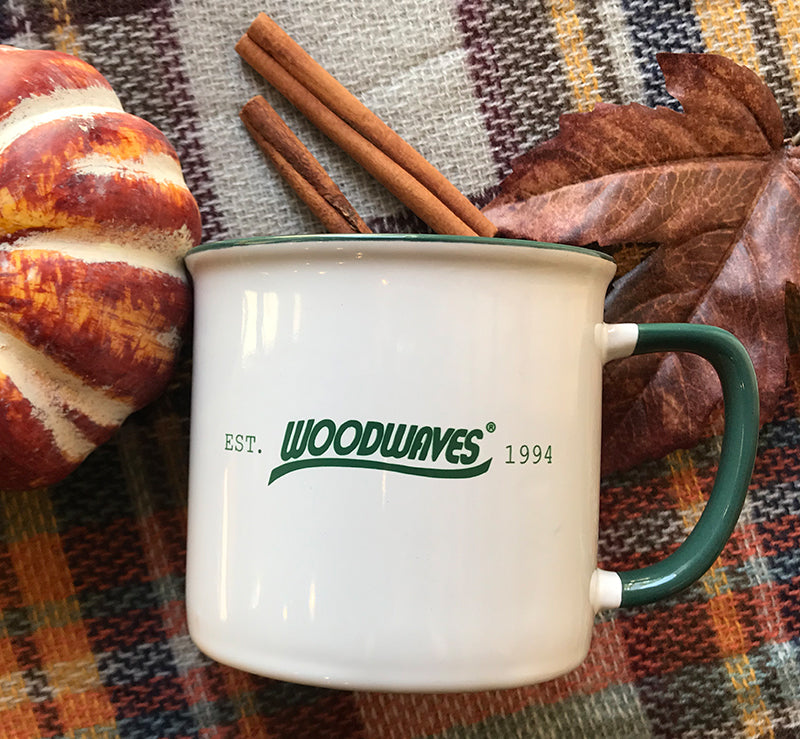 Woodwaves Camping Style Coffee Mug White and Forest Green